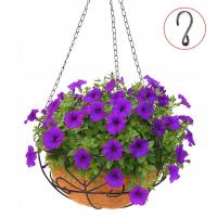 KOSZ WISZĄCY NA ROŚLINY KWIATY KWIETNIK MISA METAL WKŁAD KOKOS 25cm x 47cm