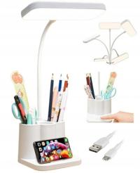 Настольная лампа для школы, офиса, Светодиодный USB-органайзер, белый сенсорный 3режим