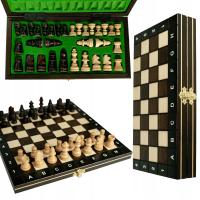 SZACHY DREWNIANE TRADYCYJNE SZACHY SZKOLNE 27CM Polski Producent Chess Made