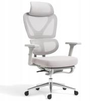 FOTEL BIUROWY ERGONOMICZNY KRZESŁO ZAGŁÓWEK REGULACJA PODNÓŻEK KB107 SZARY