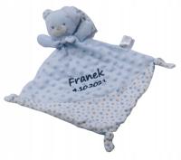 Przytulanka z imieniem - Miś haft MINKY prezent NIEBIESKI
