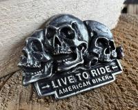 Live To Ride Czaszki American Biker Znaczek Wpinka