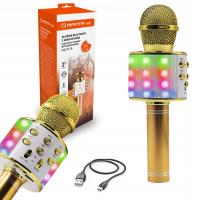 MIKROFON KARAOKE GŁOŚNIK ZABAWKA BLUETOOTH LED ZŁOTY MANTA ECHO ŚWIATŁO