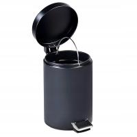 Czarny kosz na śmieci 3 L metalowy łazienkowy z pokrywą i pedałem elegancki