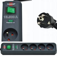 LISTWA ANTYPRZEPIĘCIOWA ZABEZPIECZENIE 13.5A 4 GNIAZDA KABEL 1,5 METRA