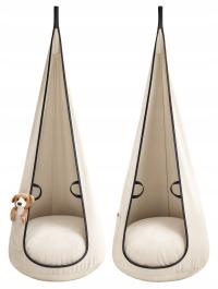 Huśtawka KOKON dla dzieci VELVET, fotel wiszący, krzesło wiszące BEŻOWY