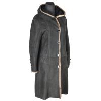 Элегантное женское зимнее пальто из овчины с натуральным капюшоном 42 XL