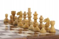 Szachy MAGNETYCZNE z intarsjowaną szachownicą 25cm