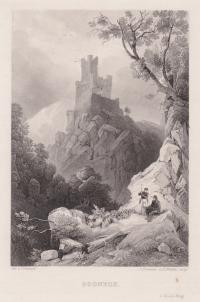 Sooneck Niemcy Nadrenia Ren ruiny zamku Frommel Winkles staloryt