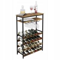 REGAŁ NA WINO METALOWY STOJAK NA 24 BUTELKI 100 x 66 x 30, Z PÓŁKĄ UCHWYT