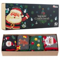 Skarpety męskie świąteczne zestaw na prezent zestaw 4 pary 41-46