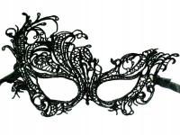 MASKA AŻUROWA KORONKOWA CZARNA WENECKA