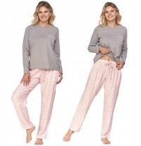 Пижама женская классическая из двух частей с длинным рукавом брюки гладкая МОРАДЖ