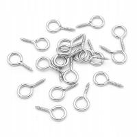 Крючки винты с петлей, сталь, для полуоткрытых бусин, 17x9x2mm, 20шт