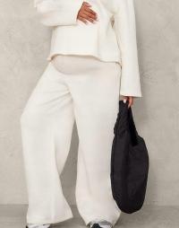 KREMOWE SPODNIE DRESOWE SZEROKA NOGAWKA CIĄŻA PRETTYLITTLETHING 36