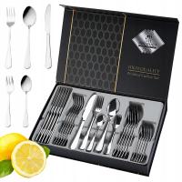 30 SZT ZESTAW SZTUĆCÓW SZTUĆCE KOMPLET OBIADOWY 30-ELEMENTOWY SREBRNY