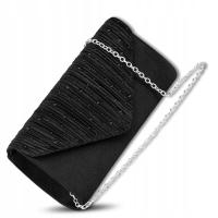 Czarna Kopertówka Błyszcząca Wizytowa Torebka mała ramię wieczorowa damska