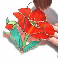 Mak kwiat witrażowy Dekoracja na okno