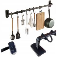 RELING KUCHENNY ŁAZIENKOWY UCHWYT ŚCIENNY LOFT WIESZAK Z HACZYKAMI CZARNY