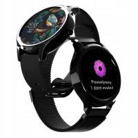 Smartwatch damski zegarek wodoodporny czarny pasek + bransoleta sporty