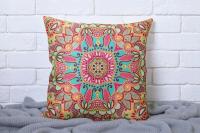 Wyprzedaż! Poszewka satynowa foto 40x40cm motyw indyjski orientalny mozaika