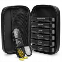 Коробка для хранения лекарств органайзер 21 кожаная сумка черный дорожный