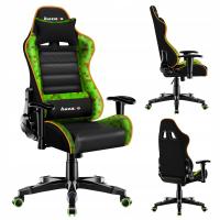 Fotel gamingowy kubełkowy HUZARO pixel zielony obrotowy do biurka