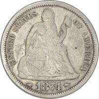 18.fu.USA, 10 CENTÓW 1874