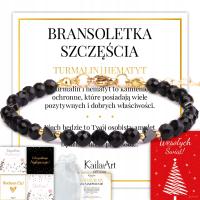BRANSOLETKA TURMALIN CZARNY HEMATYT SERCE Z KAMIENI SZLACHETNYCH ZE STALI