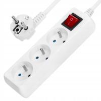 Удлинитель сетевой розетки толстый кабель заземление 3 розетки 3 м