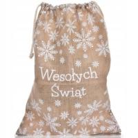 Świąteczny Worek upominkowy jutowy WESOŁYCH ŚWIĄT 70x50cm PAKADO