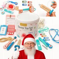 DUŻY DREWNIANY ZESTAW LEKARSKI DOKTOR LEKARZ PL MONTESSORI zabawa w doktora