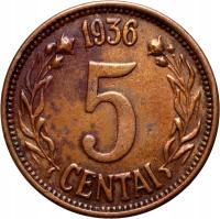 #M Litwa, 5 centów 1936, Pogoń