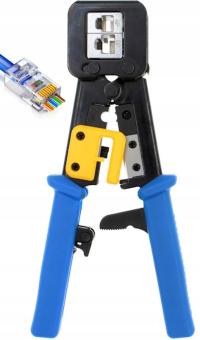 2× Zaciskarka Wtyków Złącz LAN Przelotowa z Nożem do Kabli RJ45 RJ11 RJ12