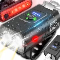 СВЕТОДИОДНЫЙ ВЕЛОСИПЕДНЫЙ ФОНАРЬ ПЕРЕДНИЙ ЗАДНИЙ USB МОЩНЫЙ СВЕТИЛЬНИК 1600LM