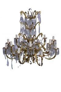 Żyrandol z Brązu - Brąz i Kryształy - Lampa Sufitowa - Barok 86cm GIGANT