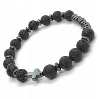 Bransoletka męska koraliki lawa wulkaniczna różaniec na rękę dziesiątka