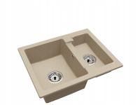 Kuchenny Zlewozmywak Granitowy Półtorakomorowy YOGI Syfon Chrom