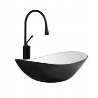 VELDMAN CERAMICZNA UMYWALKA NABLATOWA ZUZAN BIAŁO-CZARNA 48 cm
