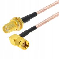 Pigtail SMA RP gniazdo / wtyk KĄTOWY RG316 30cm