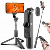 KIJEK DO SELFI STATYW SELFI STICK BLUETOOTH Z PILOTEM DŁUGI Z LAMPĄ LED x2