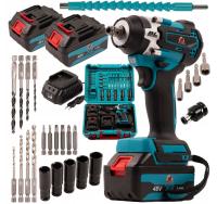 АККУМУЛЯТОРНЫЙ УДАРНЫЙ ГАЙКОВЕРТ БЕСЩЕТОЧНЫЙ ДЛЯ КОЛЕС 2X AKU АКСЕССУАРЫ ЧЕМОДАН