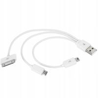 Kabel 3w1 USB - Galaxy TAB, miniUSB, microUSB