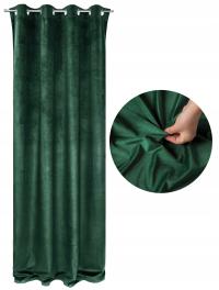 Zasłony Welurowe na Przelotkach 140x250cm Welwetowe Grube Butelkowa Zieleń