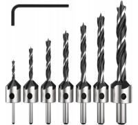 WIERTŁA DO DREWNA Z POGŁĘBIACZEM NAWIERTAKI 7SZTUK