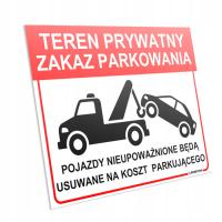 Tablica Teren Prywatny Zakaz Parkowania 40x30 cm PCV Tabliczka Informacyjna