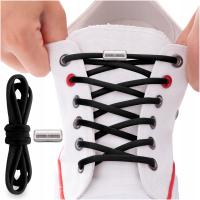 Шнурки для обуви без завязывания эластичные с металлической застежкой черный