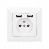 Gniazdo Elektryczne, USB ścienne Orno biały