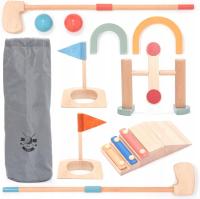 MINI GOLF DREWNIANY ZESTAW KOMPLETNY 6 PRZESZKÓD WYSOKIEJ JAKOŚCI ELEGANCKI