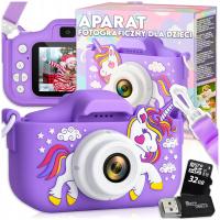APARAT CYFROWY FOTOGRAFICZNY JEDNOROŻEC DLA DZIECI + KARTA MICROSD 32GB